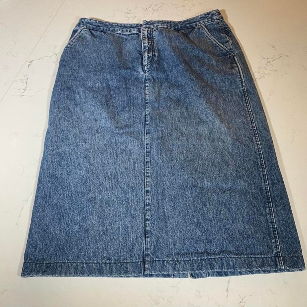 Eddie Bauer Women's Denim  maxi Skirt Size 12 – Classic Blue Jean Skirt‎